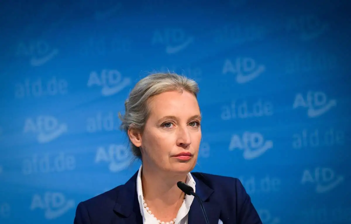 Im rechten Licht AfDFlyer zeigt Alice Weidel mit Hitlerbart — Mannschaft